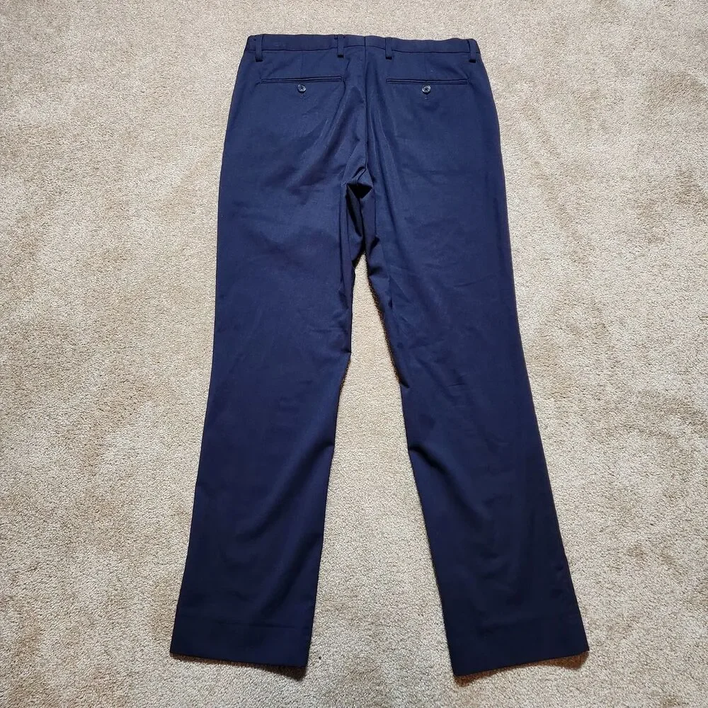 Banana Republic Dress Pants Men 31x30 (32X29) Navy Blue Marzotto Super 120s Wool